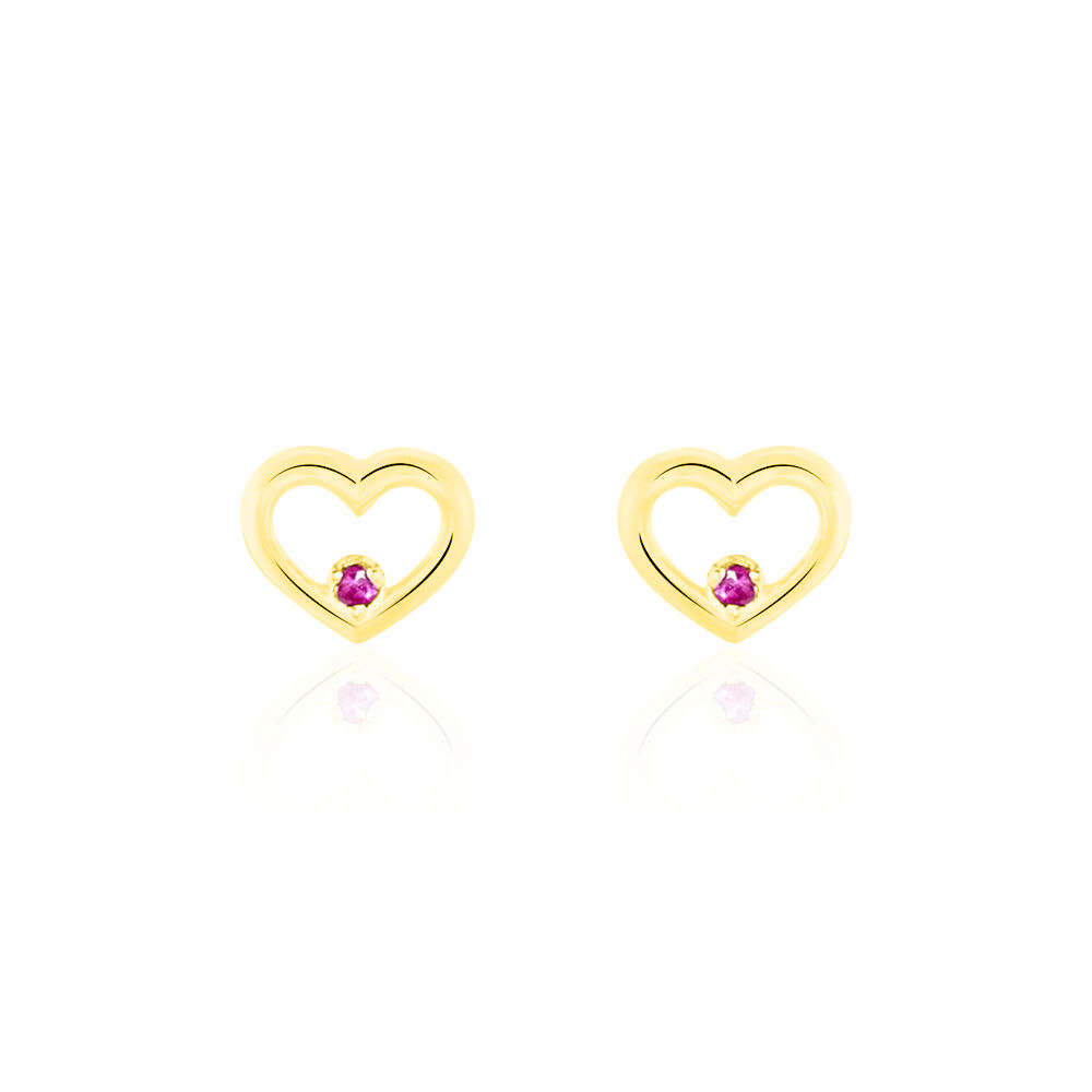 Boucles D'oreilles Puces Martella Or Jaune Rubis -  Femme | Marc Orian
