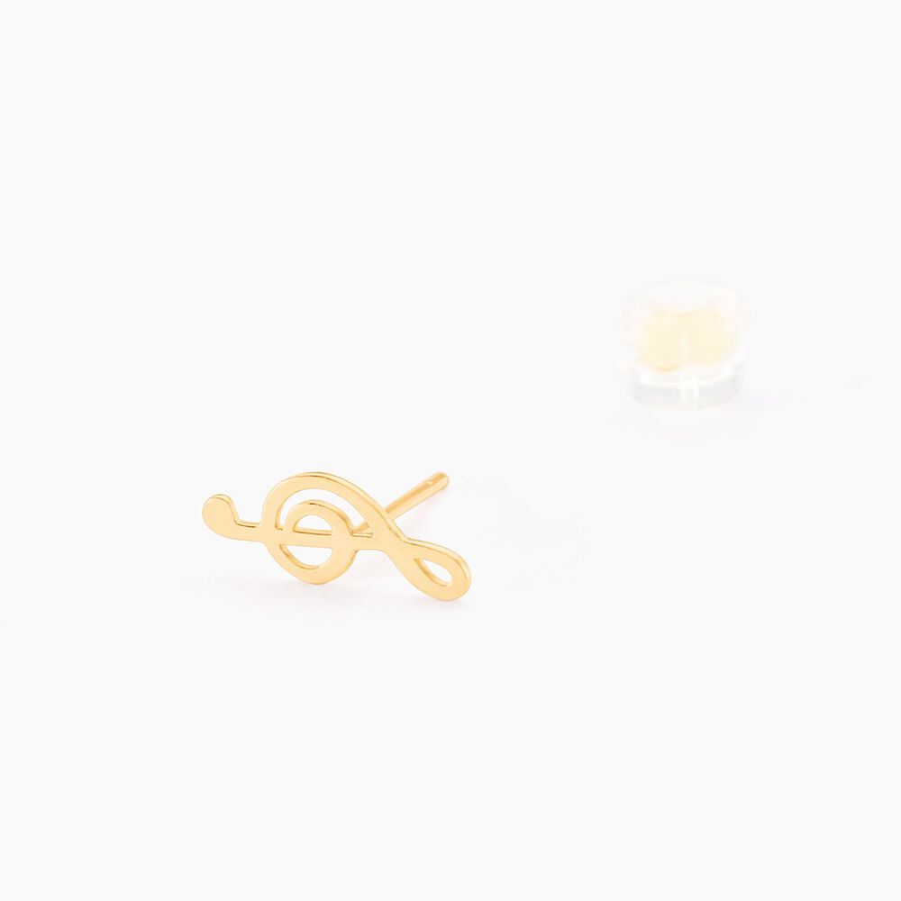 Boucles D'oreilles Puces Bayram Musique Or Jaune - Puces Femme | Marc Orian