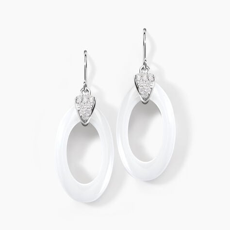 Boucles D'oreilles Pendantes Peer Argent Blanc Oxyde De Zirconium - Pendantes Femme | Marc Orian