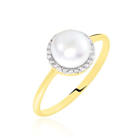 Bague Or Jaune Sibell Perle De Culture Et Oxydes De Zirconium - Bagues de promesse Femme | Marc Orian
