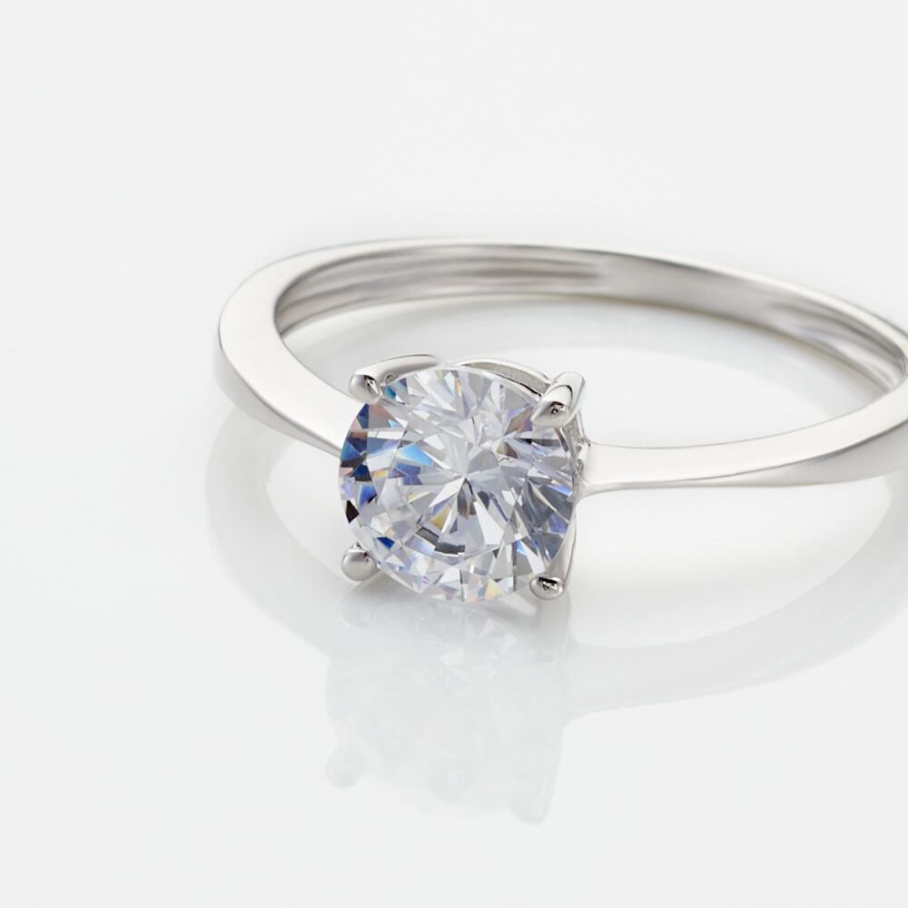 Bague Solitaire Abriel Or Blanc Oxyde De Zirconium - Solitaires Femme | Marc Orian