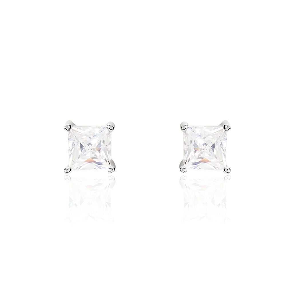 Boucles D'oreilles Puces Argent Blanc Alys Oxyde De Zirconium - Puces Femme | Marc Orian
