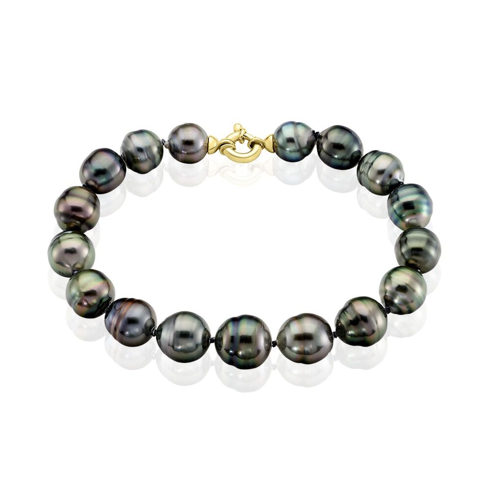 Bracelet Cerclee Or Jaune Perle De Culture De Tahiti - Bracelets cha&icirc;nes Femme | Marc Orian