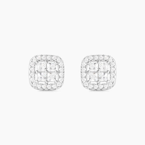Boucles D'oreilles Puces Justina Argent Blanc Oxyde De Zirconium - Puces Femme | Marc Orian