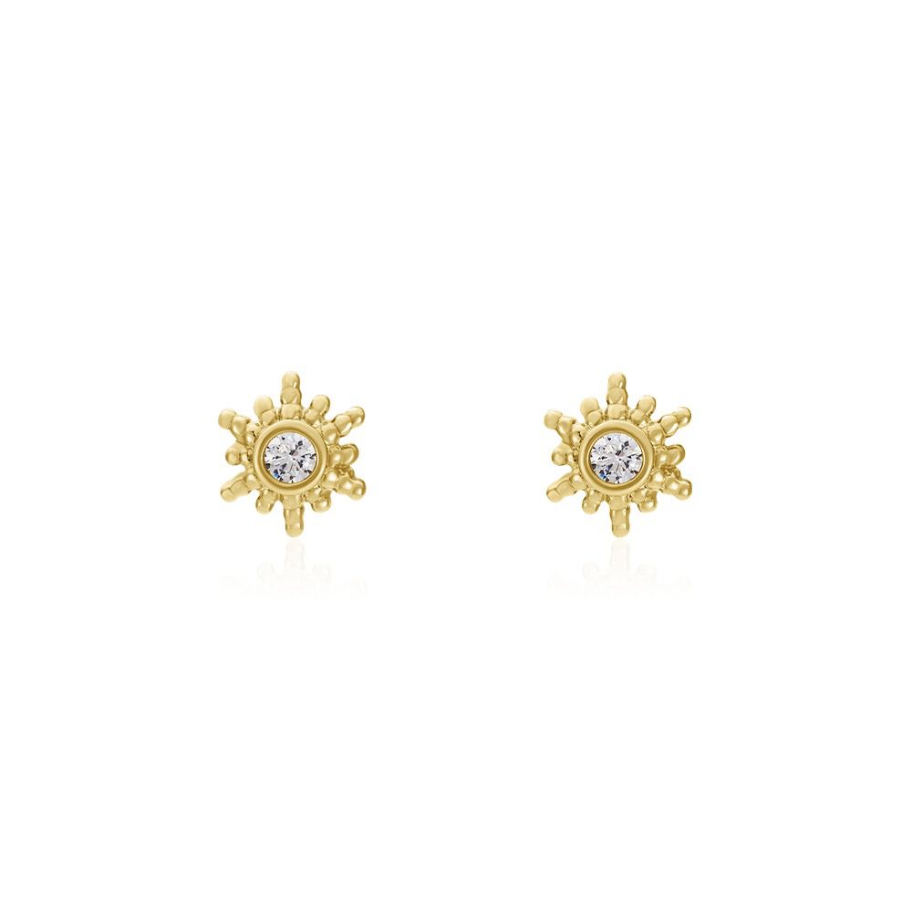 Boucles D'oreilles Puces Eirian Plaqué Or Jaune Oxyde De Zirconium - Puces Femme | Marc Orian