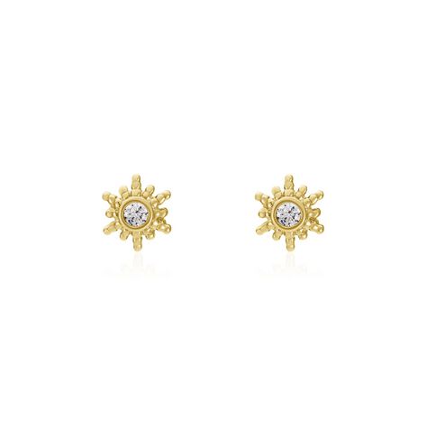 Boucles D'oreilles Puces Eirian Plaqué Or Jaune Oxyde De Zirconium - Puces Femme | Marc Orian