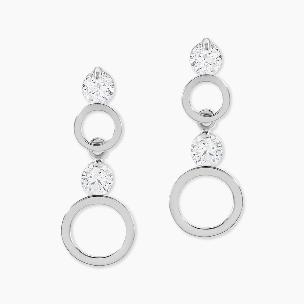 Boucles D'oreilles Puces Wynona Or Blanc Oxyde - Pendantes Femme | Marc Orian