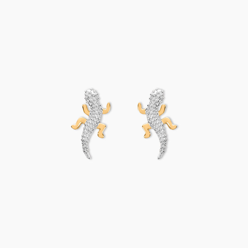 Boucles D'oreilles Puces Azzedine Salamandre Or Bicolore - Puces Femme | Marc Orian