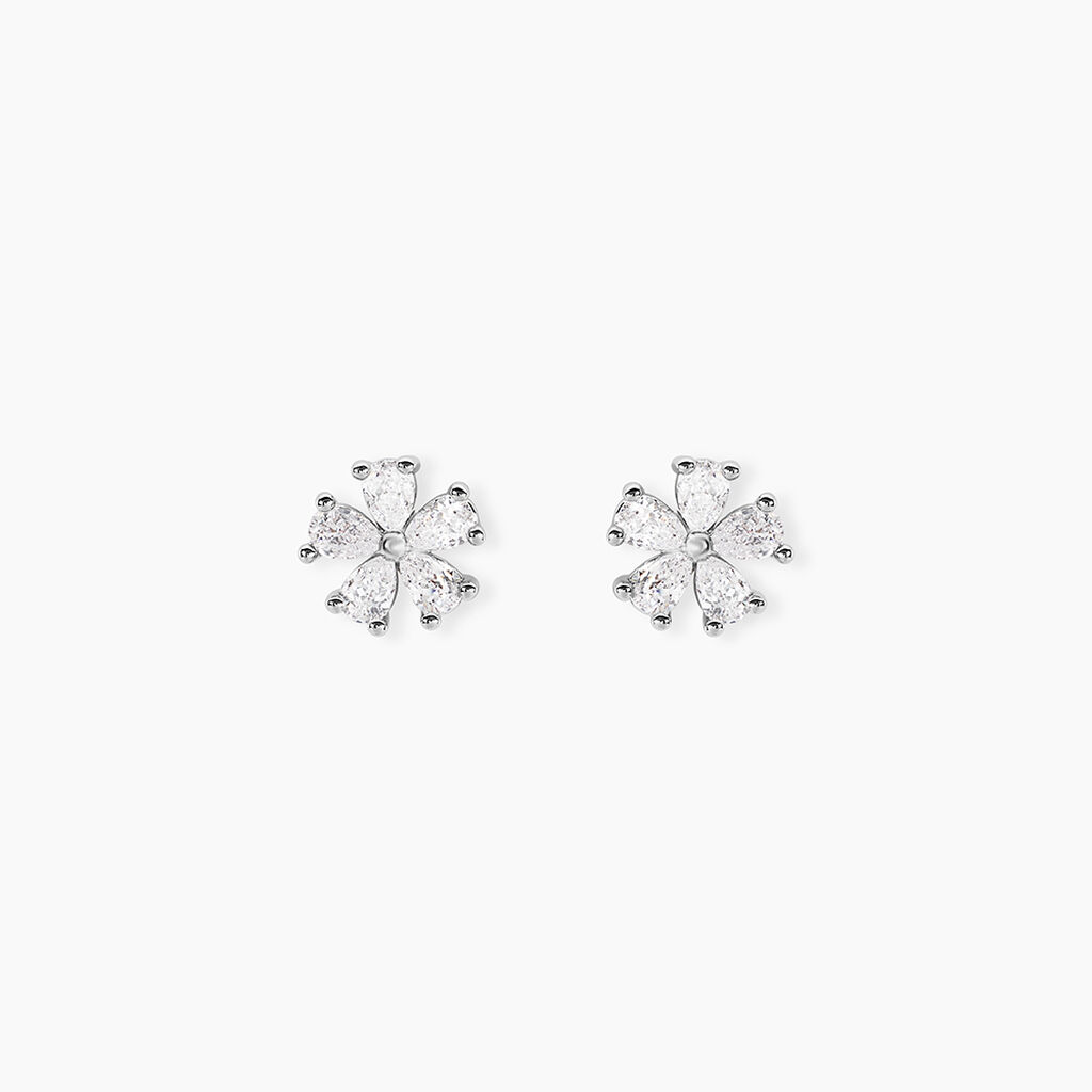 Boucles D'oreilles Puces Gisabel Argent Blanc Oxyde De Zirconium - Puces Femme | Marc Orian