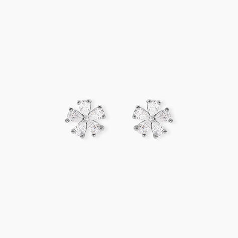 Boucles D'oreilles Puces Gisabel Argent Blanc Oxyde De Zirconium - Puces Femme | Marc Orian