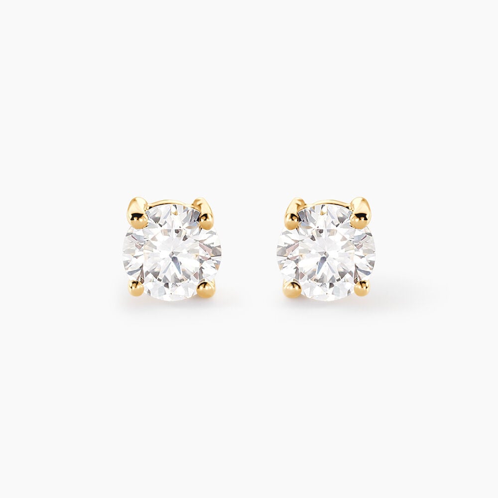 Boucles D'Oreilles Puces Aphrodite Ld Or Jaune Diamant Synth&eacute;tique - Puces Femme | Marc Orian