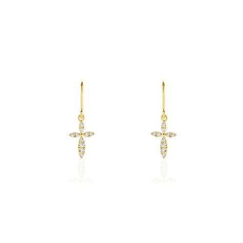 Boucles D'oreilles Pendantes Chastity Or Jaune Oxyde De Zirconium - Pendantes Femme | Marc Orian