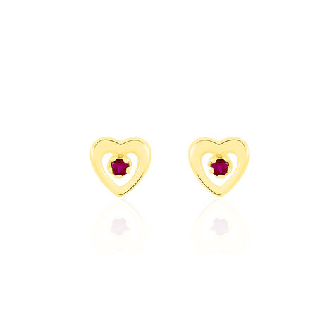 Boucles D'oreilles Puces Izild Or Jaune Rubis - Clous d'oreilles Femme | Marc Orian
