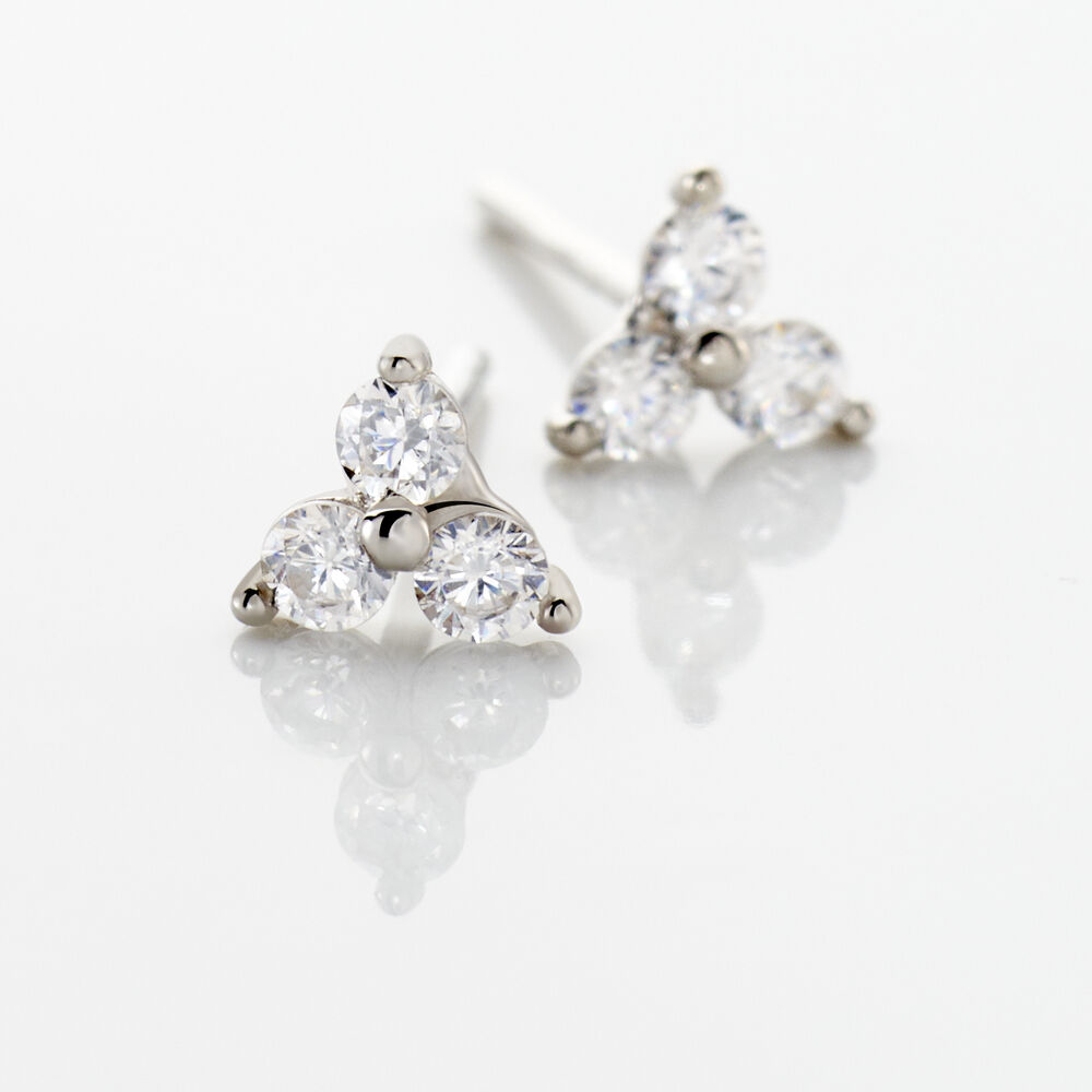 Boucles D'oreilles Puces Eleanor Fleur Or Blanc Oxyde De Zirconium - Puces Femme | Marc Orian