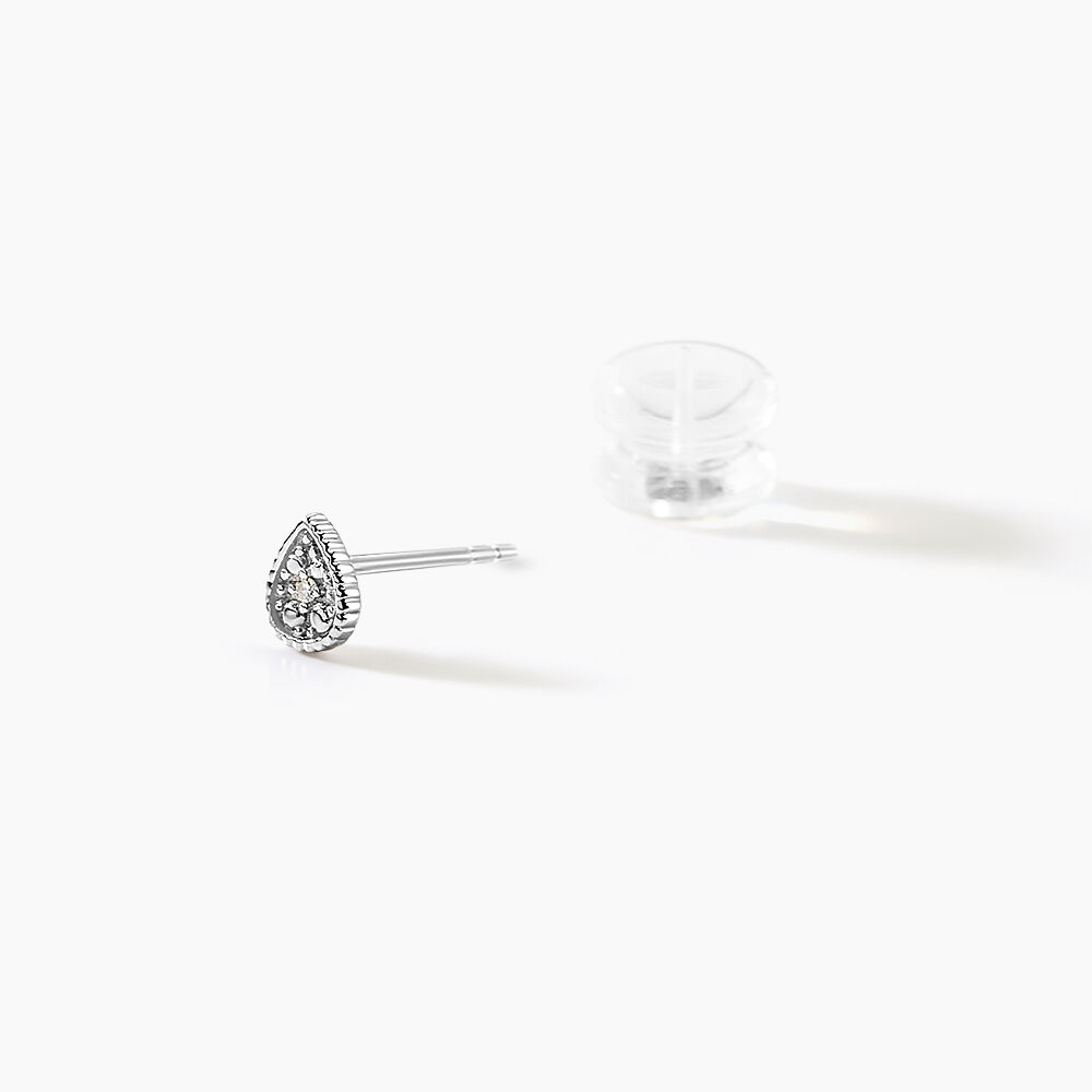 Boucles D'oreilles Puces Mon 1er Diamant Or Blanc Diamant -  Femme | Marc Orian