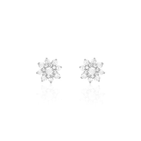 Boucles D'oreilles Puces Lorraine Argent Blanc Oxyde De Zirconium - Puces Femme | Marc Orian