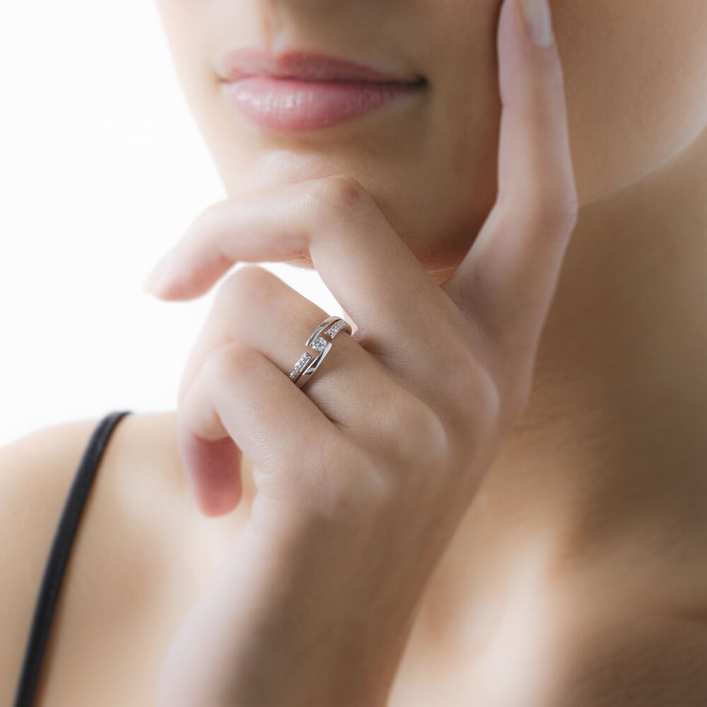 Bague Solitaire Elisa Or Blanc Diamant - Parures de mariage Femme | Marc Orian