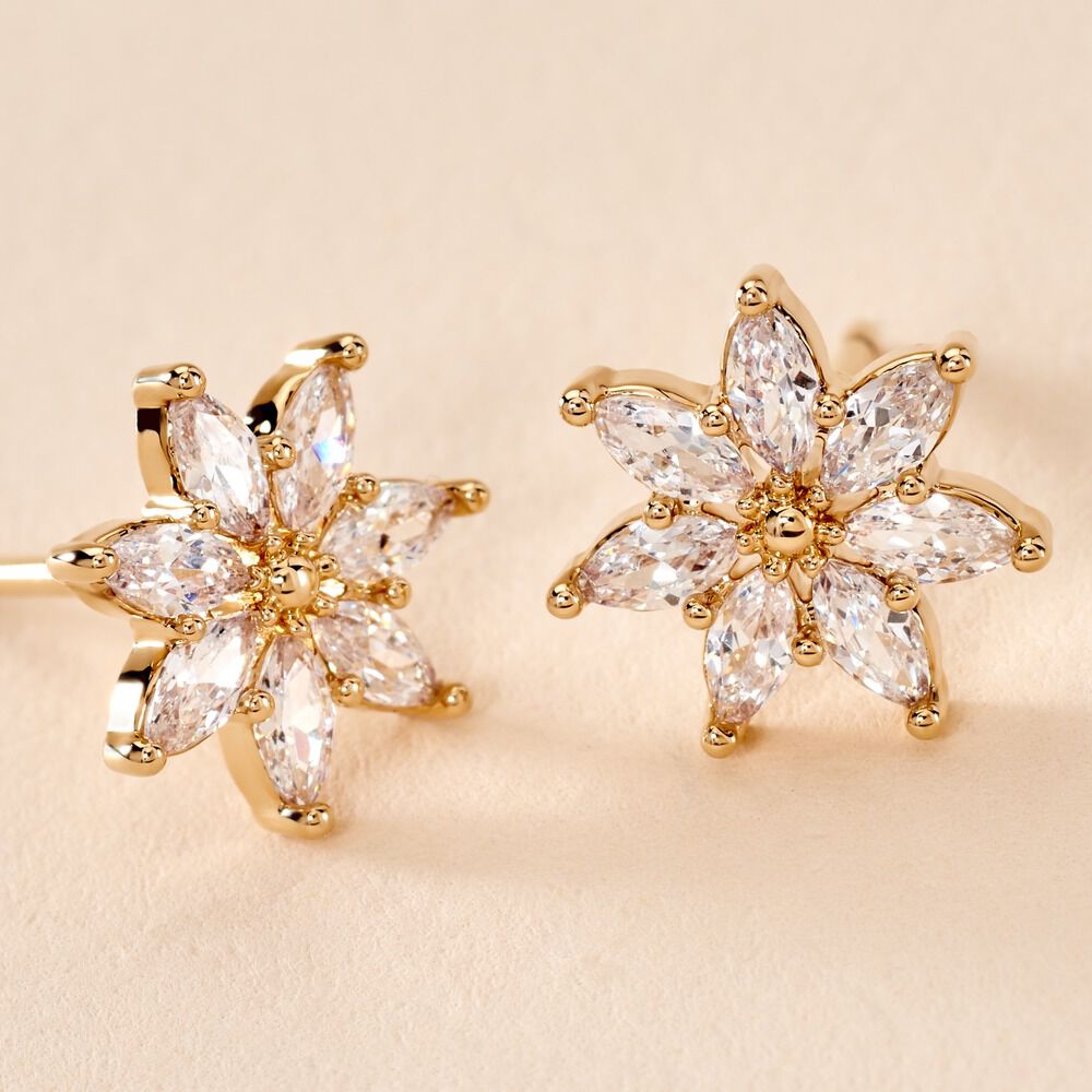 Boucles D'oreilles Puces Mia Plaqué Or Doré Oxyde De Zirconium - Puces Femme | Marc Orian