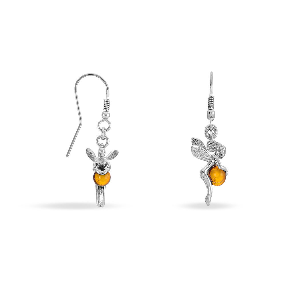 Boucles D'oreilles Pendantes Argent Blanc Abellia Ambre - Pendantes Femme | Marc Orian