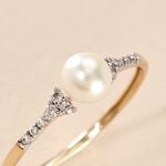 Bague Lonny Or Jaune Perle De Culture Et Oxyde De Zirconium - Parures de mariage Femme | Marc Orian