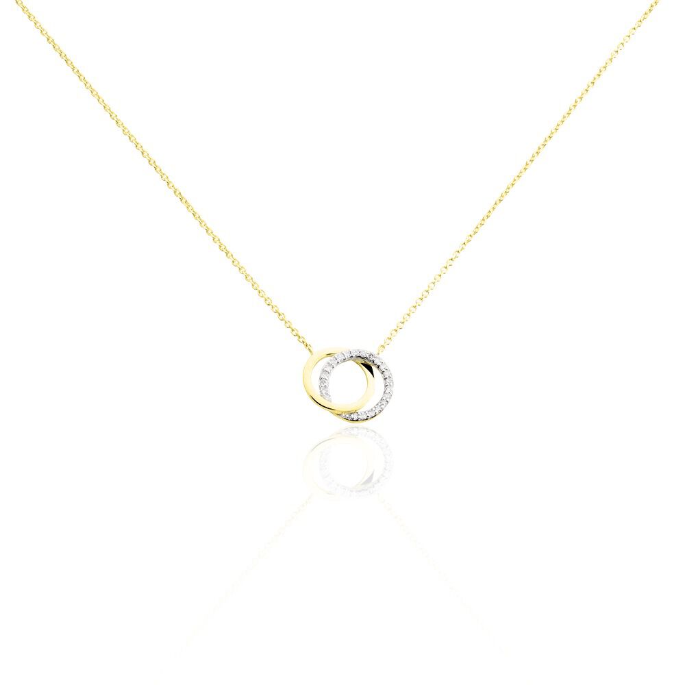 ABSOLU Damen Collier Gold Bicolor 375 (9 Karat) Diamant Wei&szlig; 0,07 ct Kreis - Colliers avec pierres Femme | Marc Orian