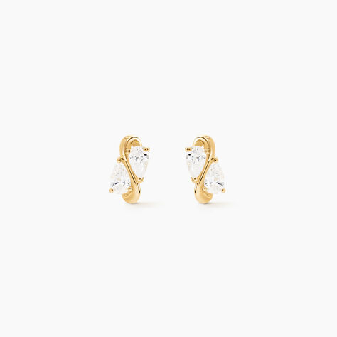 Boucles D'Oreilles Puces Meyrem Argent Dor&eacute; A L'Or 750/1000 Oxyde De Zirconium - Puces Femme | Marc Orian