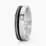 Bague Madine Acier Blanc Diamant - Bagues pierres pr&eacute;cieuses Homme | Marc Orian