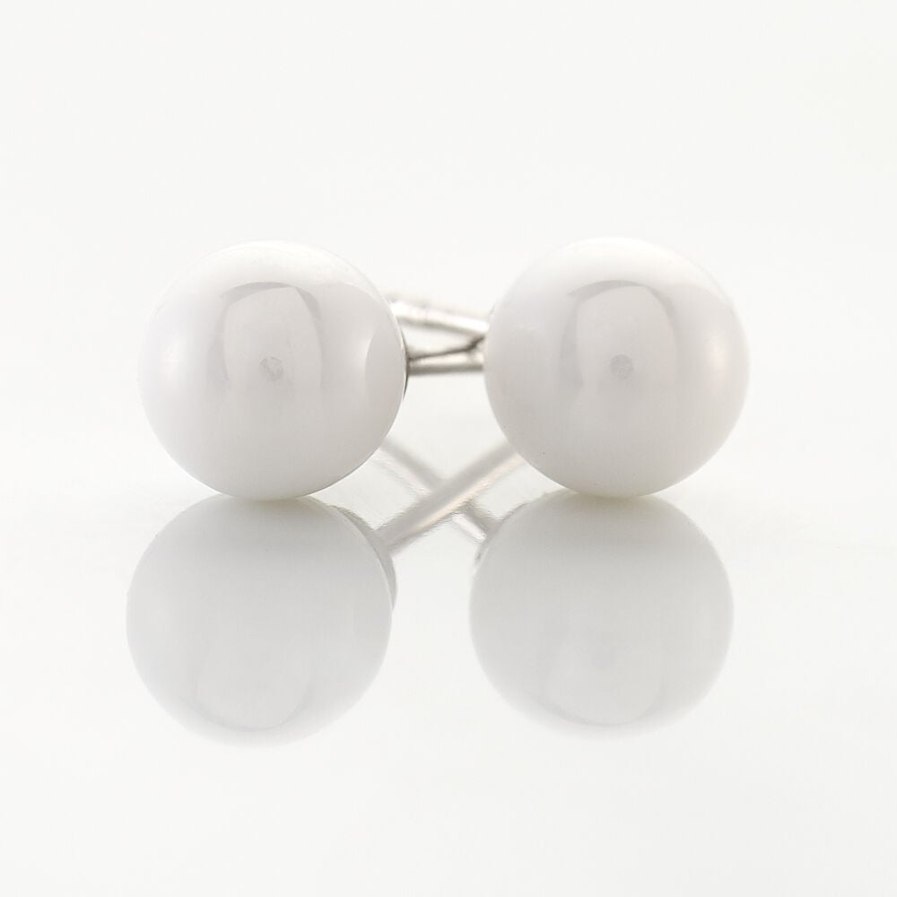 Boucles D'oreilles Puces Solene Argent Blanc Céramique - Puces Femme | Marc Orian