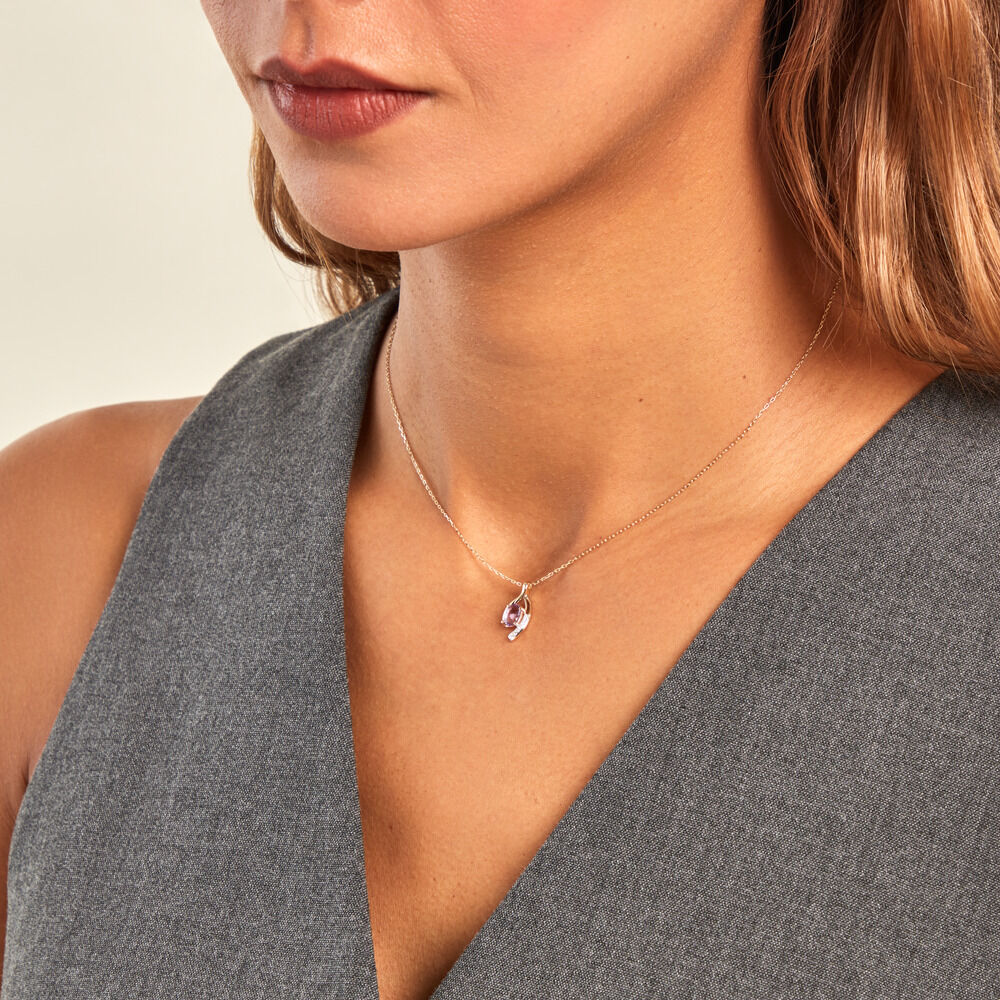 Collier Sagesse Or Jaune Améthyste Oxyde De Zirconium - Colliers avec pierres Femme | Marc Orian
