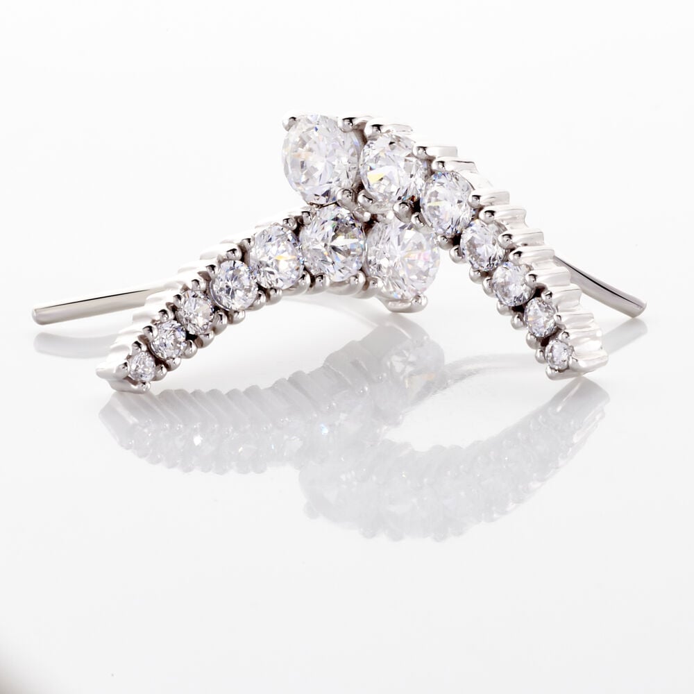 Boucles D'oreilles Grimpantes Aldrick Argent Blanc Oxyde De Zirconium - Piercings d'oreilles Femme | Marc Orian