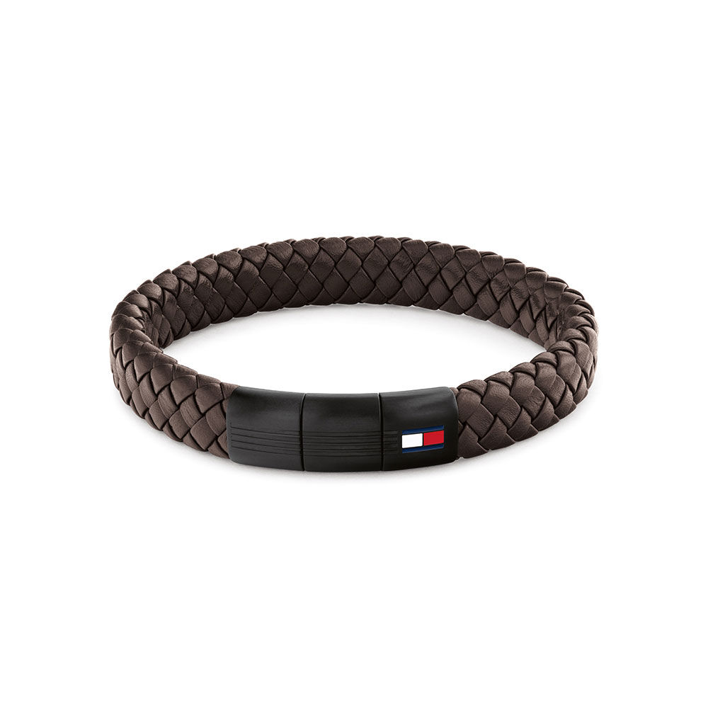 Bracelet Tommy Hilfiger Round Braided Cuir De Veau Marron - Bracelets cuir Homme | Marc Orian
