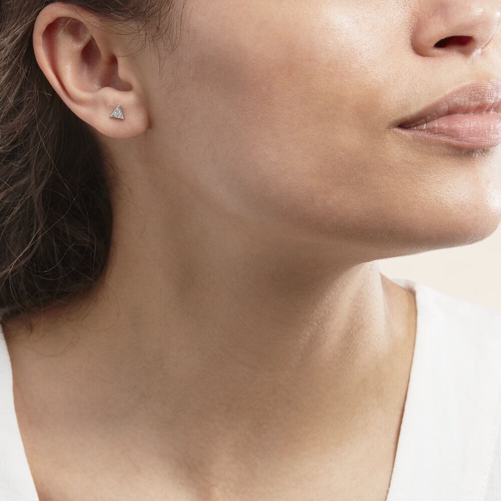 Boucles D'oreilles Puces Bartoumieu Argent Blanc Oxyde De Zirconium - Pendantes Femme | Marc Orian