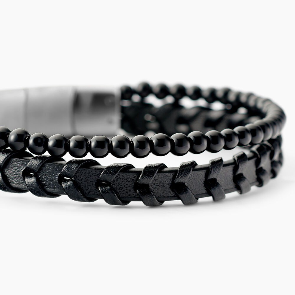 Bracelet Jourdan Cuir De Vache Noir Onyx - Bracelets cuir Homme | Marc Orian