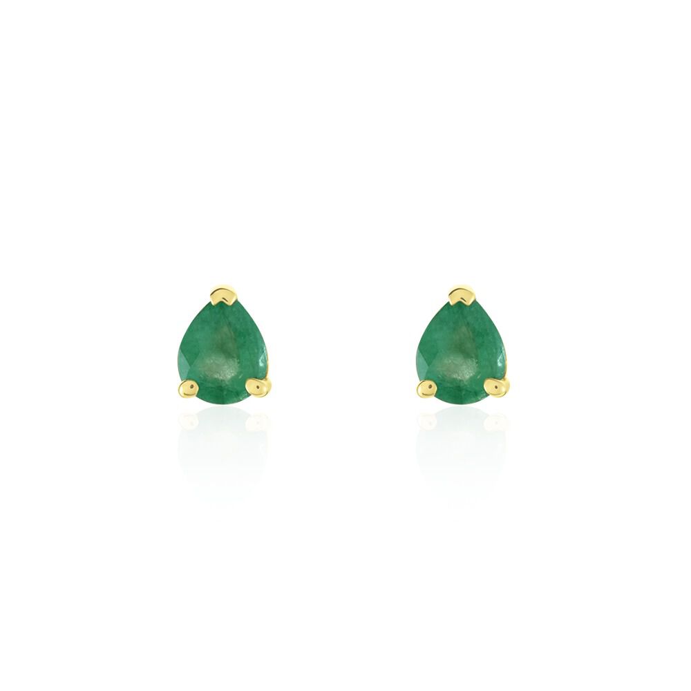 Boucles D'oreilles Puces Or Jaune Isador Emeraude - Puces Femme | Marc Orian