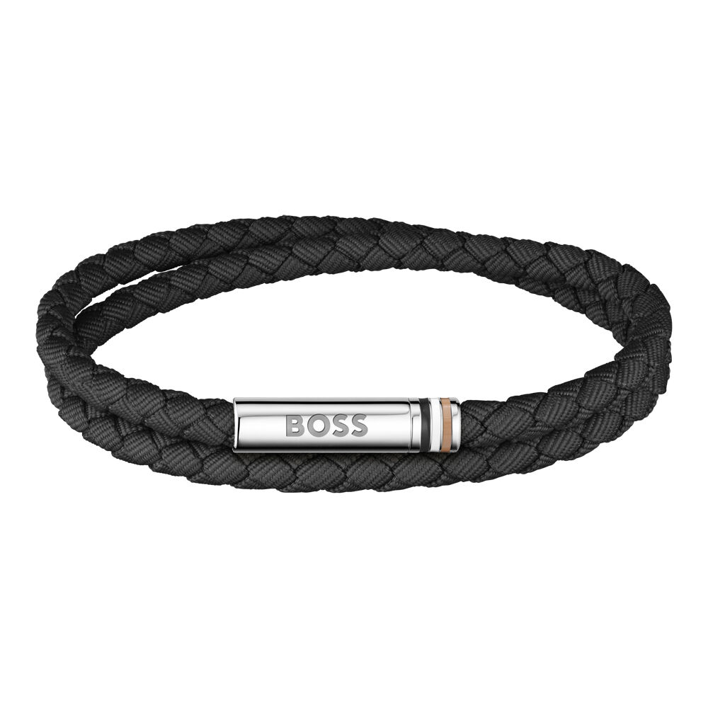 Bracelet Boss Ares Summer Cuir De Veau Noir - Bracelets cuir Homme | Marc Orian