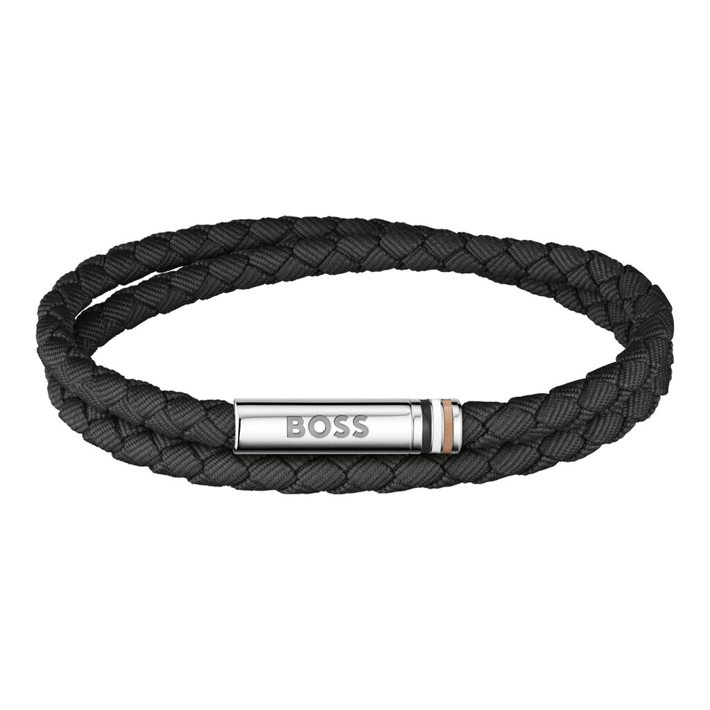 Bracelet Boss Ares Summer Cuir De Veau Noir - Bracelets cuir Homme | Marc Orian