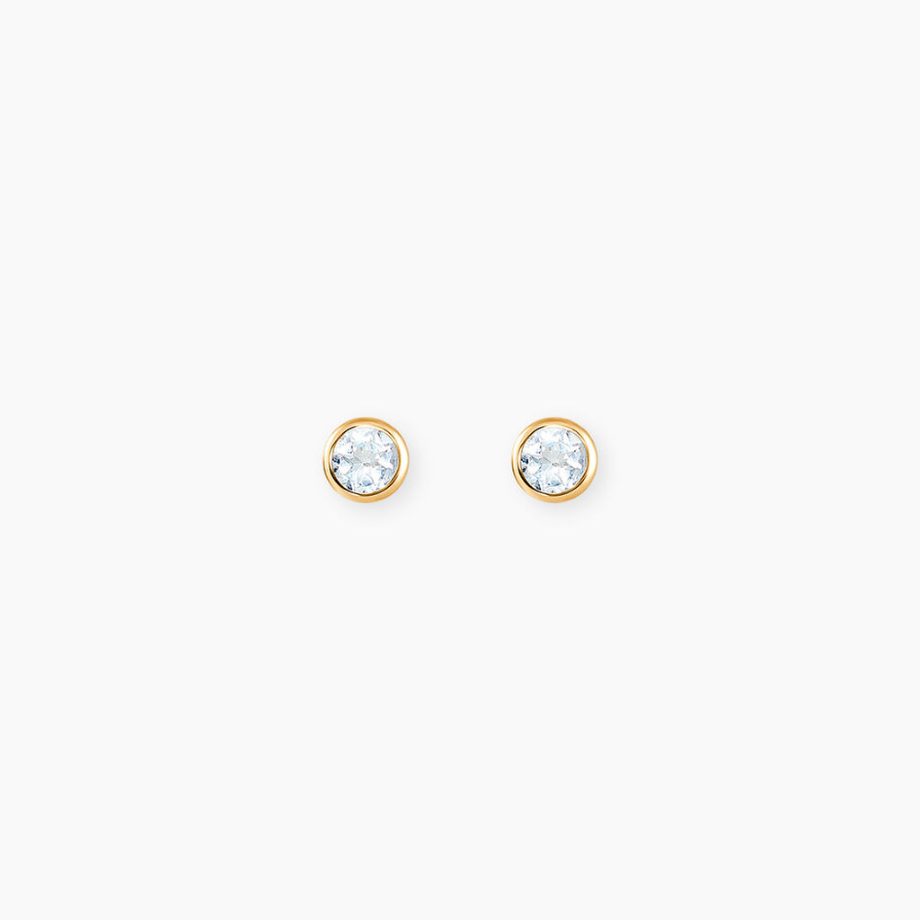 Boucles D'oreilles Puces Edy Serti Clos Or Jaune Topaze - Puces Femme | Marc Orian