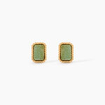 Boucles D'Oreilles Puces Memory Plaqu&eacute; Or Jaune Aventurine - Puces Femme | Marc Orian