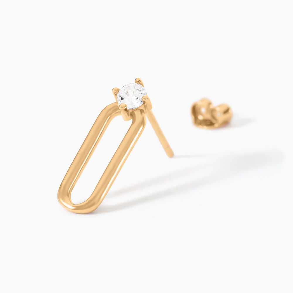 Boucles D'Oreilles Puces Ellin Plaque Or Jaune Oxyde De Zirconium - Puces Femme | Marc Orian