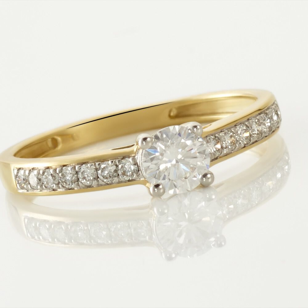 Bague Solitaire Accompagn&eacute; Aramis Or Jaune Diamant Synth&eacute;tique - Parures de mariage Femme | Marc Orian