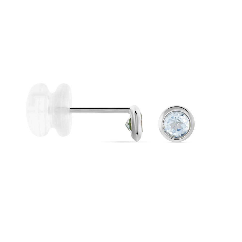 Boucles D'oreilles Puces Edy Serti Clos Or Blanc Topaze - Puces Femme | Marc Orian
