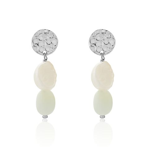 Boucles D'oreilles Pendantes Aroha Argent Blanc Amazonite Perle - Boucles d'oreilles Pendantes Femme | Marc Orian