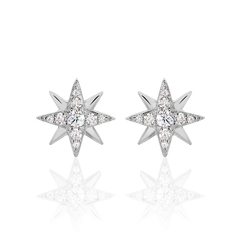 Boucles D'oreilles Puces Shanis Argent Blanc Oxyde De Zirconium - Puces Femme | Marc Orian