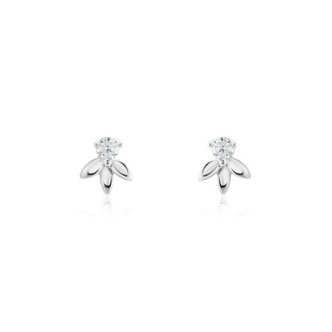 Boucles D'oreilles Puces Argent Blanc Braxton Oxydes De Zirconium - Puces Femme | Marc Orian