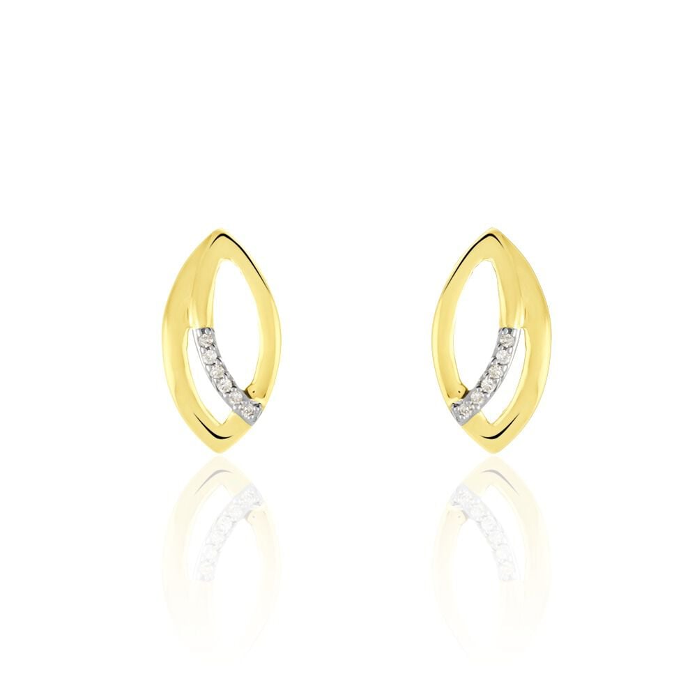 Boucles D'oreilles Or Jaune Svena Diamant - Puces Femme | Marc Orian