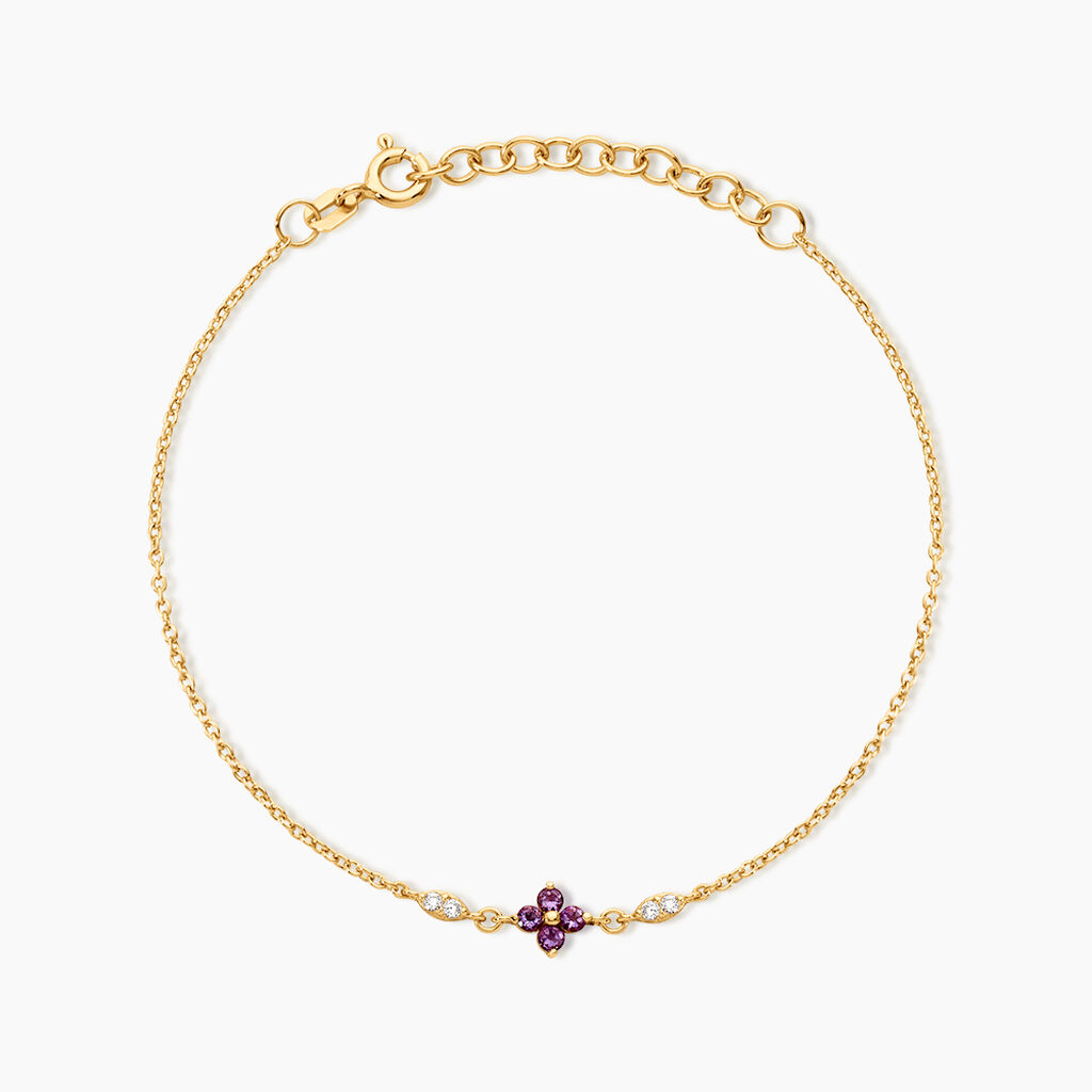 Bracelet Jochjo Argent Dor&eacute; A L'Or 750/1000 Am&eacute;thyste Oxyde De Zirconium - Bracelets cha&icirc;nes Femme | Marc Orian