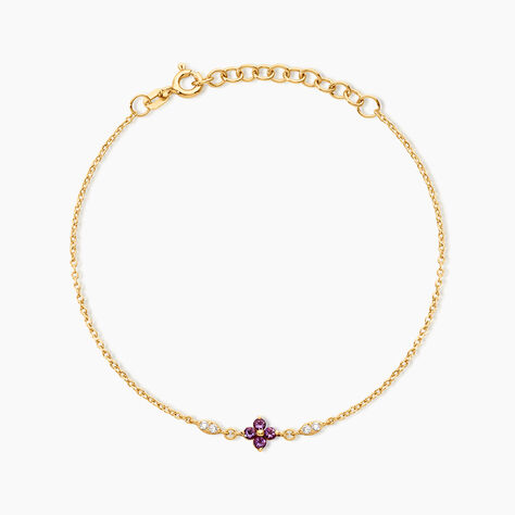 Bracelet Jochjo Argent Dor&eacute; A L'Or 750/1000 Am&eacute;thyste Oxyde De Zirconium - Bracelets cha&icirc;nes Femme | Marc Orian