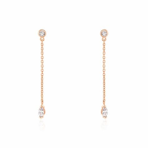 Boucles D'oreilles Pendantes Kenta Argent Rose Oxyde De Zirconium - Pendantes Femme | Marc Orian