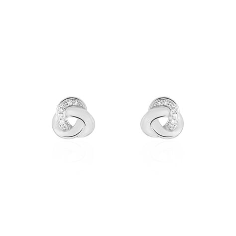 Boucles D'oreilles Puces Mastrona Or Blanc Diamant - Pendantes Femme | Marc Orian