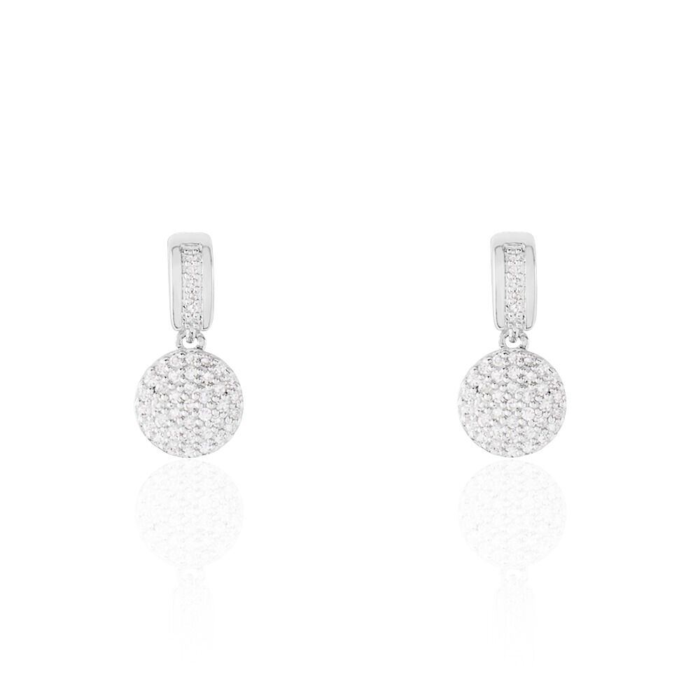 Boucles D'oreilles Pendantes Lisyae Or Blanc Diamant - Pendantes Femme | Marc Orian
